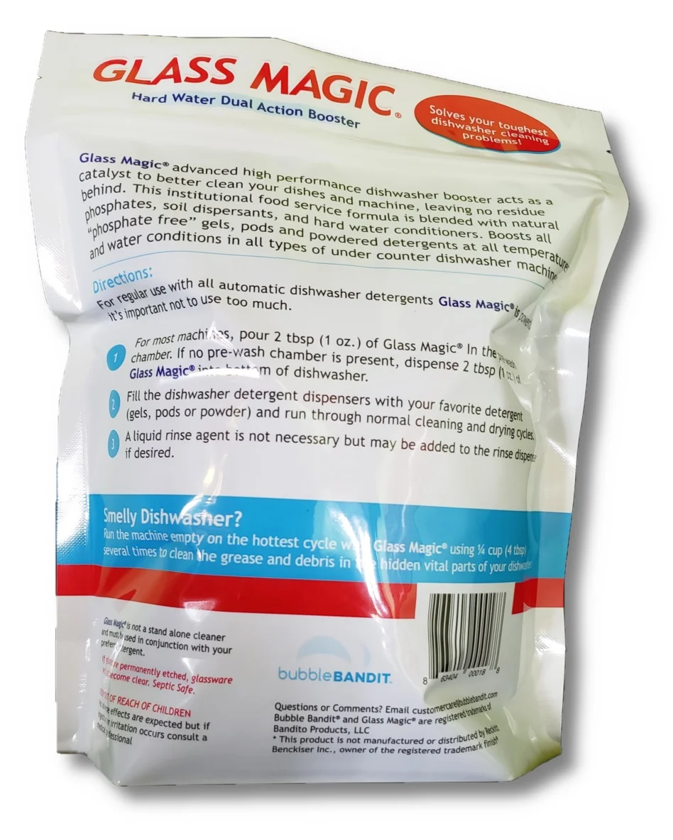 Glass Magic Dishwasher Cleaner With Natural Phosphates- One Bag (2 lb) Eliminates odors and greasy crud in the bottom of your machine