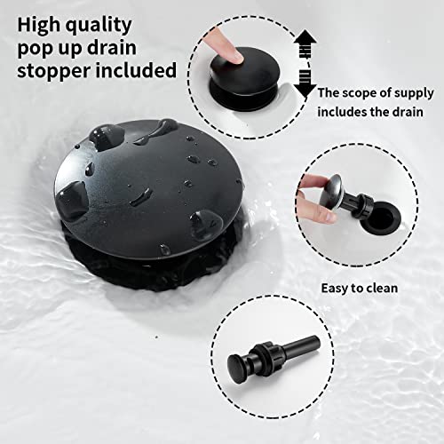 GGStudy 360° Swivel Antique Brass Bathroom Vessel Sink Faucet Single Handle One Hole Matching with Pop Up Drain