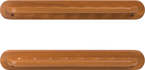 Viper 2-Piece Traditional Wall Mounted Solid Oak Billiard/Pool Cue Rack, Holds 8 Cues