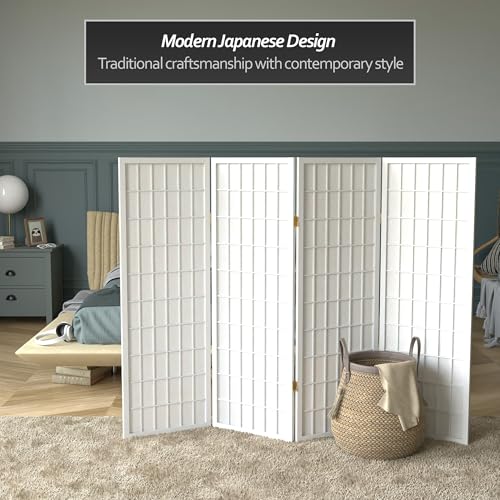 4 ft. Short Window Pane Shoji Screen - White - 3 Panels