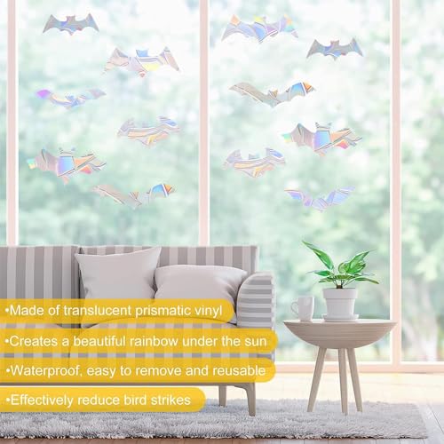 36PCS Snowflake Window Stickers Anti Collision Decals to Save Birds - Non Adhesive Prismatic Vinyl Rainbow Stickers