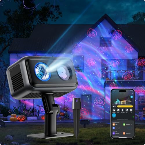 Govee Outdoor Projector Light, Upgraded Aurora Star Projector with 16 RGB Patterns, 50+ Scene Modes for Indoor & Outdoor Holiday Decor, Works with Alexa, Google, Matter, IP65 Waterproof