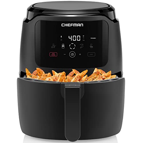 CHEFMAN 6 Quart Dual Basket Air Fryer Oven with Easy View Windows, Sync Finish, Hi-Fry, Auto Shutoff, 2 Independent 3Qt Nonstick Dishwasher Safe Frying Baskets, Digital Double Air Fryer - Black