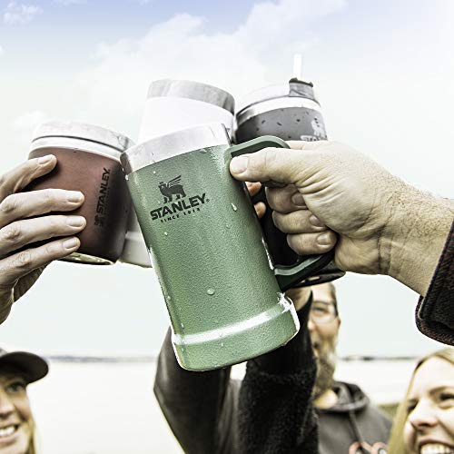 Stanley Stay-Chill Beer Stein 24 oz | Heavy Duty Big Grip Handle | Beer Tumbler Drink Cup, Holds 2 Cans | Insulated Stainless Steel Party Mug | BPA-Free | Azure