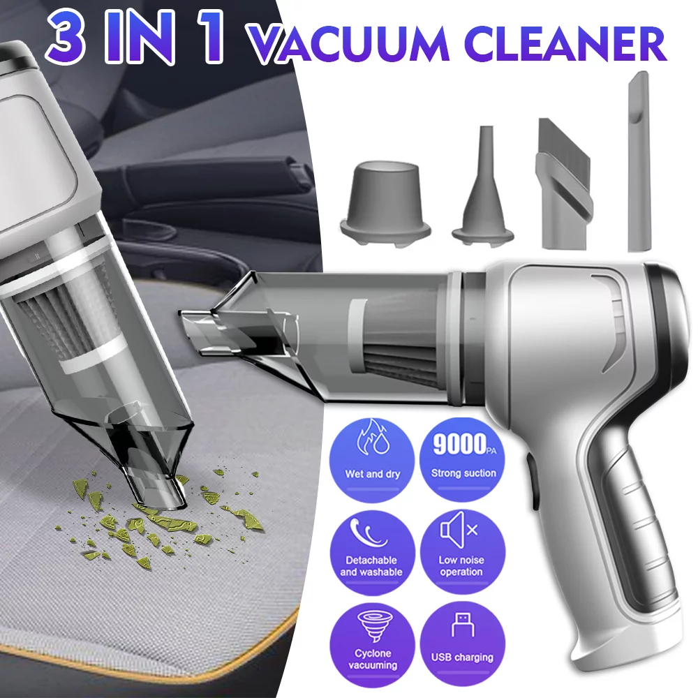 MDHAND Car Vacuum Cleaner Cordless, Portable Handheld Vacuum with 1PCS Washable Filter for Home & Car, Black
