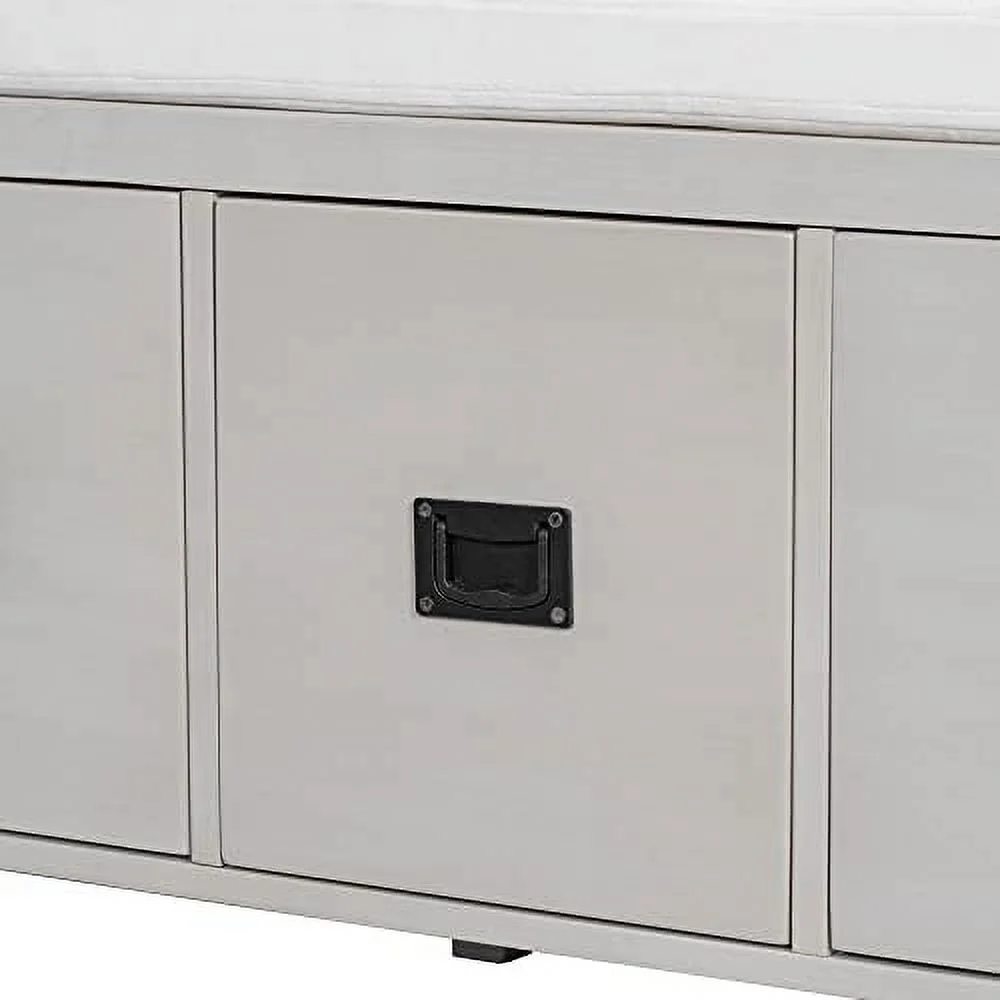 48" Entry  Bench with Removable Cushion and 4 Drawers  Entryway Hallway Foyer Shoe Bench Bedroom End of Bed Bench with Backrest  200lbs Weight Capacity (White)