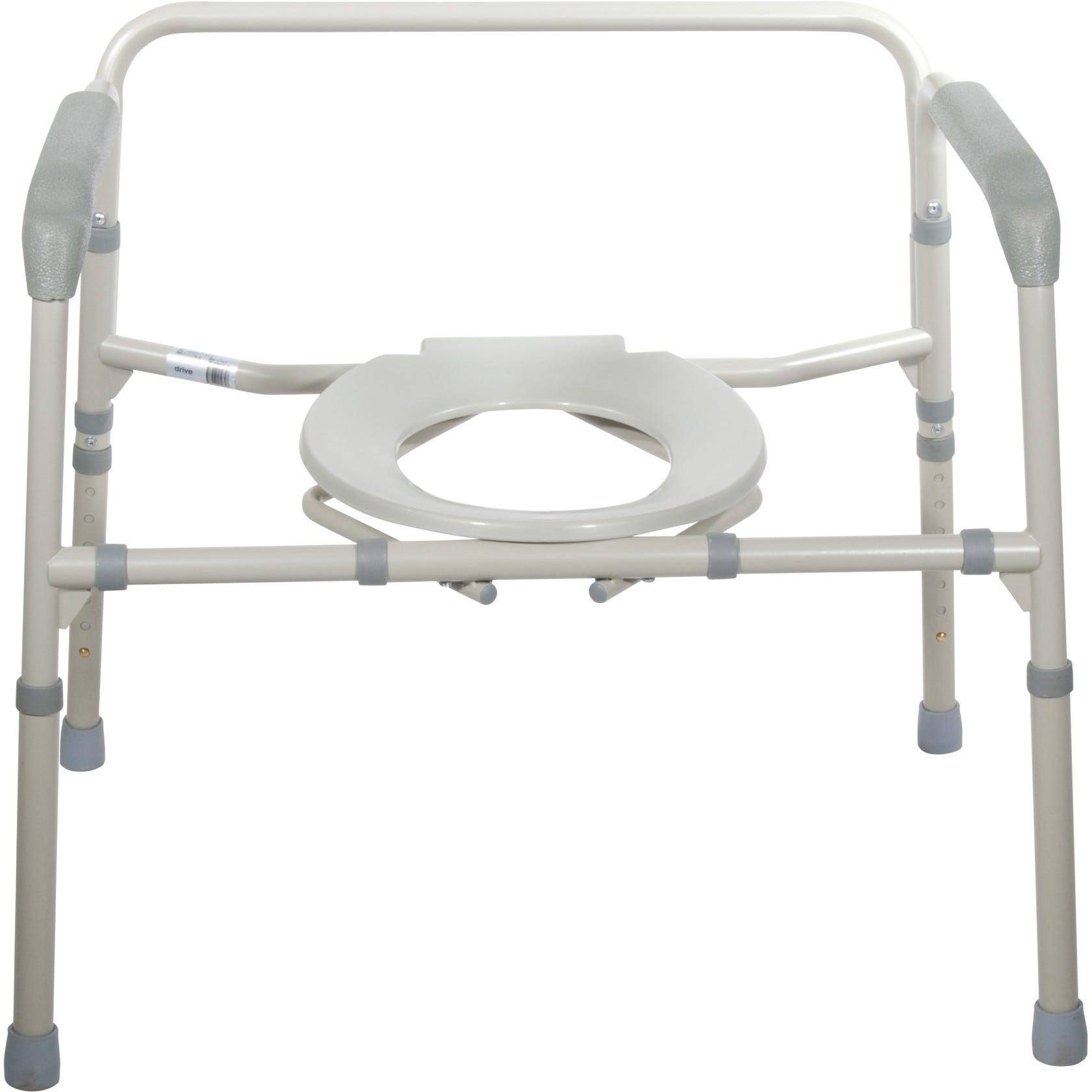 Drive Medical | Bariatric Folding Commode, 650lb Capacity, Grey