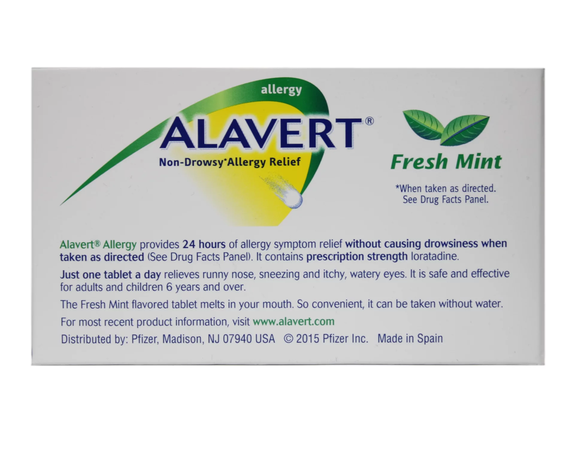 Alavert Allergy 24-Hour Relief (Fresh Mint Flavor Orally Disintegrating Tablets), Non-Drowsy, Antihistamine, 60 Count (Pack of 1)