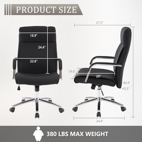 MOJAY Faux Leather Home Office Desk Chair, Mid-Century Inspired Adjustable Swivel Comfy Upholstered Executive Desk Chair with Gold Legs and Armrests (Camel&Golden Legs)