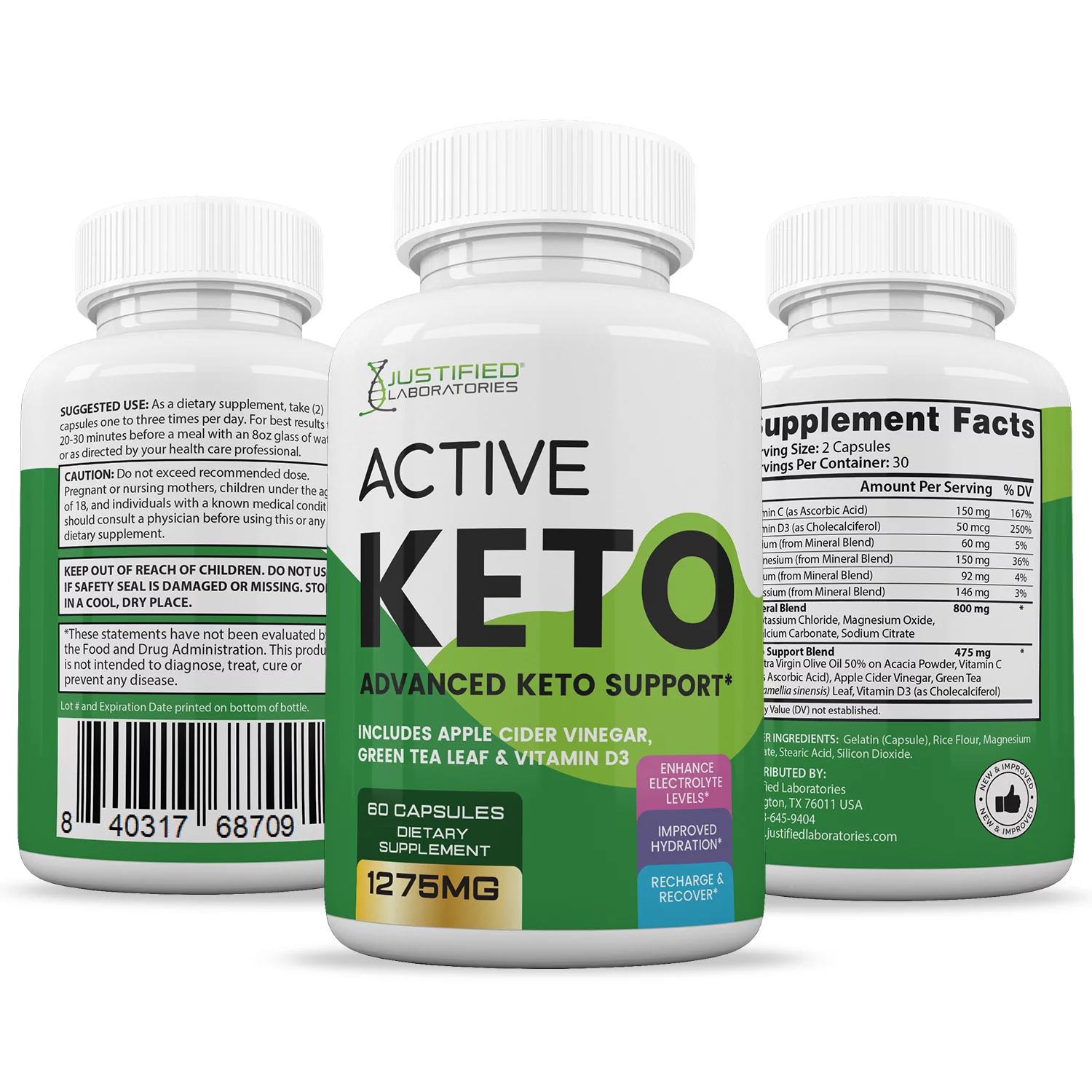 (3 Pack) Active Keto ACV Pills 1275mg Dietary Supplement 180 Capsules
