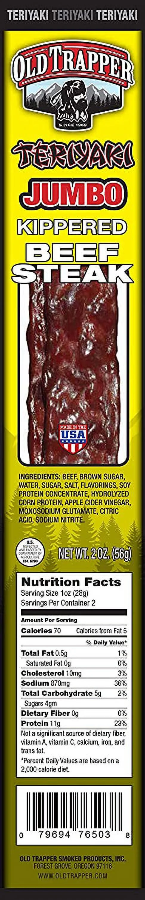 Old Trapper Jumbo Kippered Beef Steaks, Teriyaki - 2 oz (Box of 12)