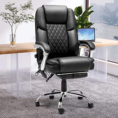 HOMREST Executive Office Chair, Ergonomic Office Chair with 4 Points Massage,Big and Tall Office Chair with Heat,Home Office Desk Chair,White