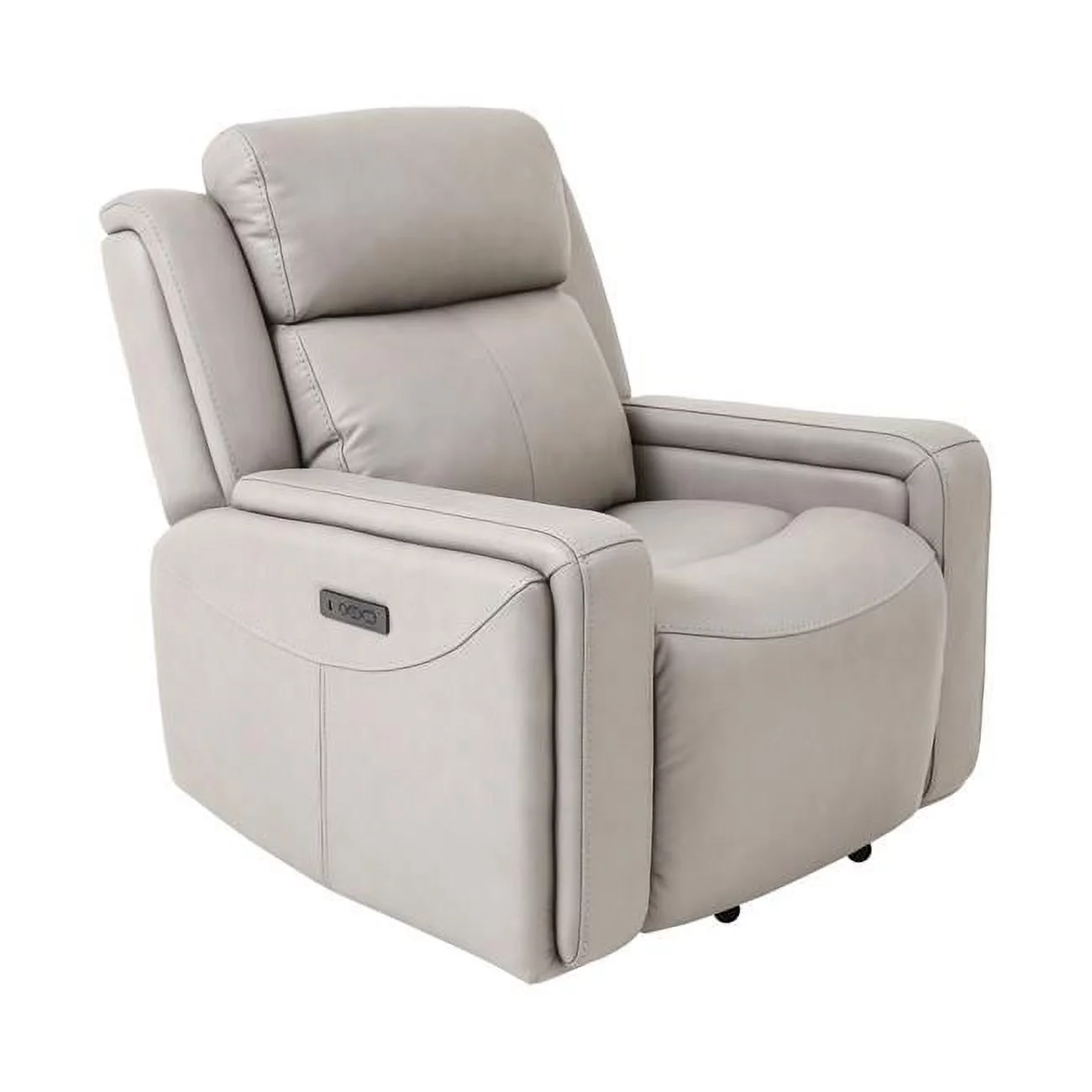 Claude Dual Power Headrest and Lumbar Support Recliner Chair in Light Grey Genuine Leather