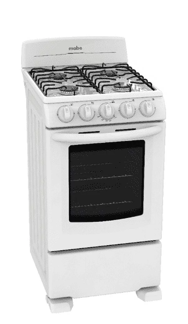 mabe® Gas 20” Range mod. JEM2030BAPB white 4 cooking zones and convenient electronic button ignition