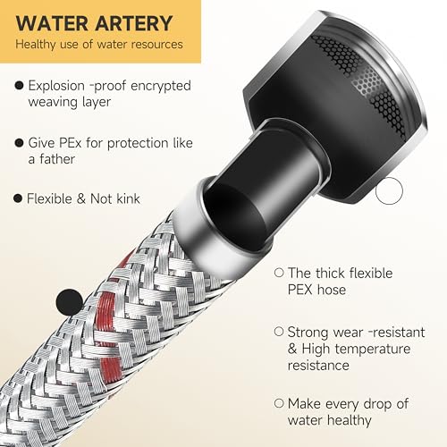 Brushed Nickel Vessel Sink Faucet, Waterfall Bathroom Faucets, Tall Spout Single Handle Single Hole Bathroom Faucets with Pop Up Drain and Without Overflow Basin Faucet Supply Line