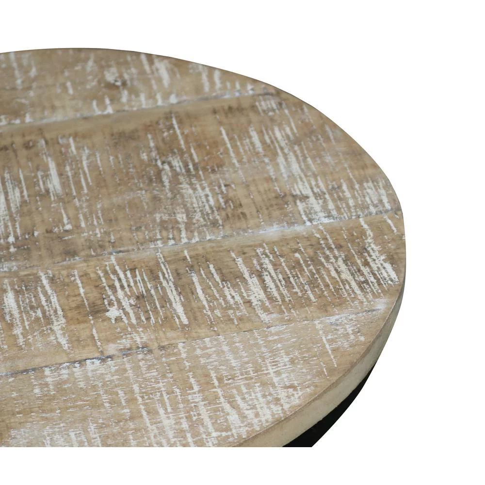 Progressive Furniture T832-69 Round End Table, Natural Reclaimed & Iron