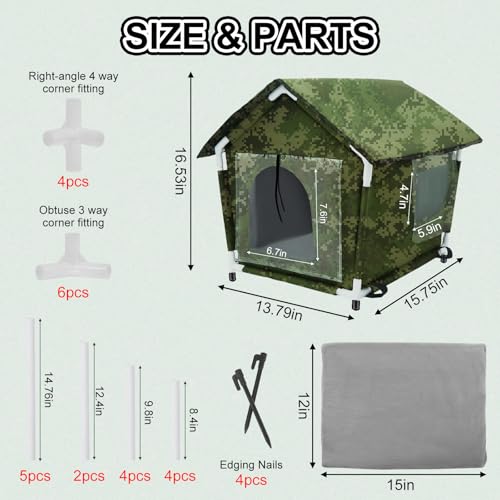 Outdoor Cat House Weatherproof Cat Shelters for Feral Cats Indoor Cat House with Mat and Edging Nails for Outside Provides Cozy Shelter for Stray and Outdoor Cats