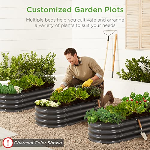 Best Choice Products 8x2x1ft Outdoor Metal Raised Garden Bed, Oval Deep Root Planter Box for Vegetables, Flowers, Herbs, and Succulents w/ 108 Gallon Capacity - Charcoal