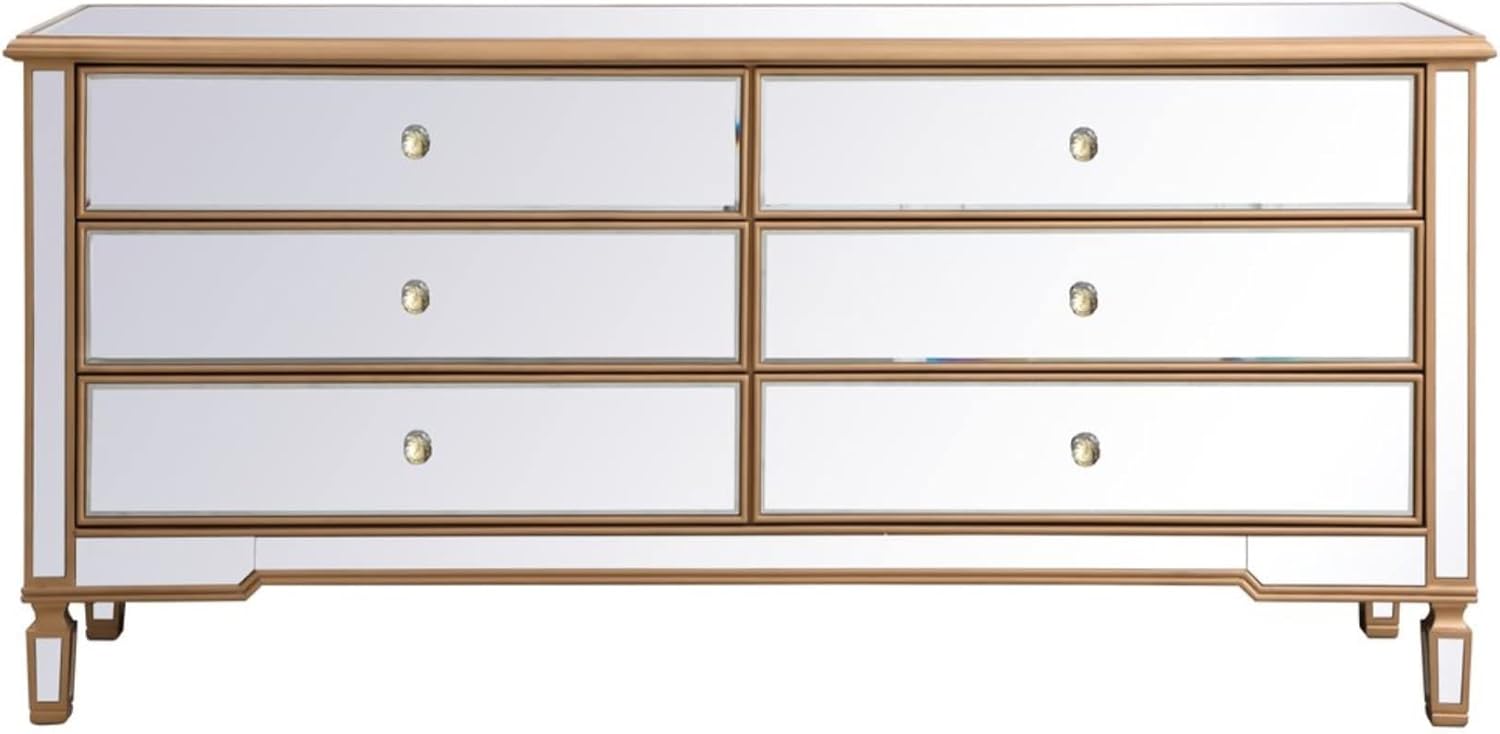 Contempo 72 in. Mirrored Chest in Antique Gold
