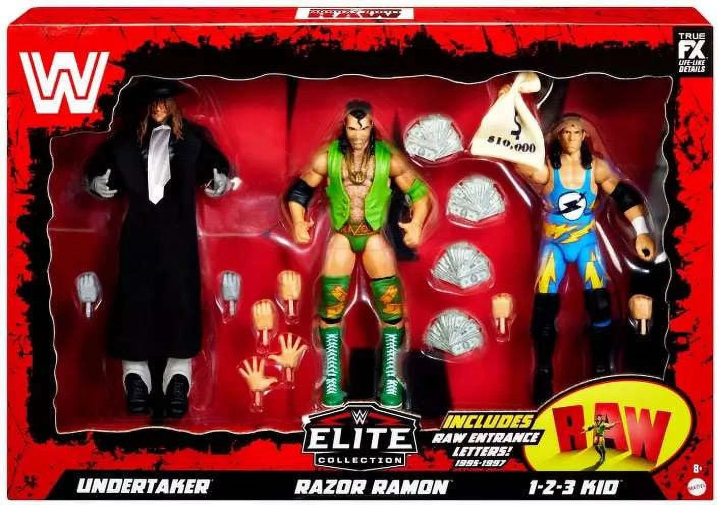 WWE Wrestling Monday Night RAW Undertaker, Razor Ramon & 1-2-3 Kid Action Figure 3-Pack (30TH Anniversary)