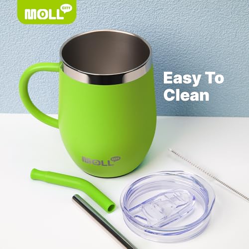 Tumbler with Lid and Straw-12 oz Stainless Steel Double Wall Vacuum Insulated Tumbler Cup with Handle (Canyon Red-Sky Blue)