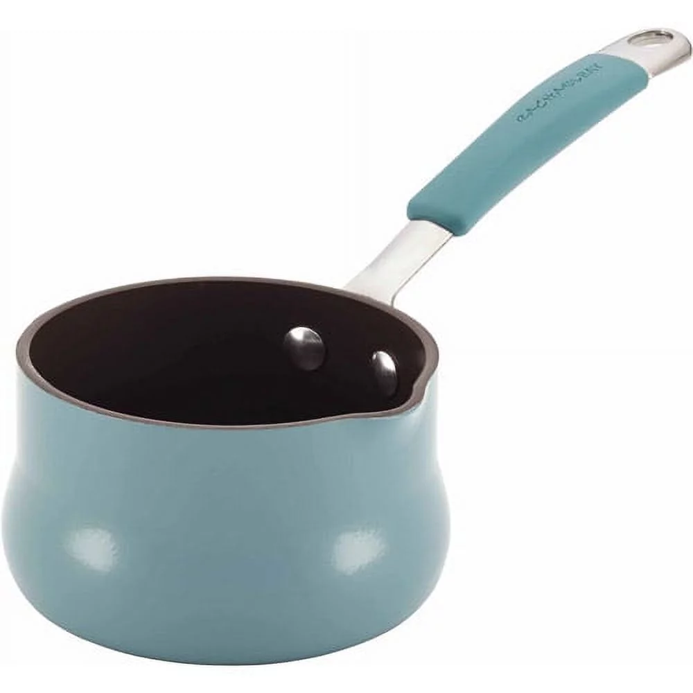 Rachael Ray Cucina Hard Enamel Nonstick Butter Warmer, 0.75-Quart, Agave Blue