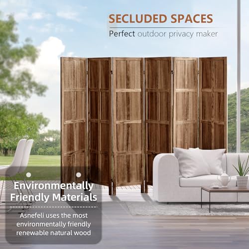 4 Panel Room Divider, 5.6 FT Folding Privacy Screen Room Divider, Partition Divider for Room Separation, Room Partition Separator, Wooden Wall Divider Screen for Home Office Bedroom (Natural)
