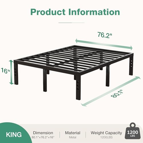 Novilla Full Size Bed Frame, 14 Inch Metal Platform Bed Frame Full Size with Storage Space Under Bed, Heavy Duty Steel Slat Support, Easy Assembly, No Box Spring Needed