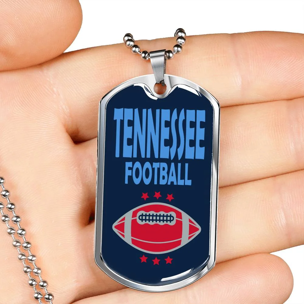 Tennessee Fan Necklace Dog Tag Stainless Steel or 18k Gold 24