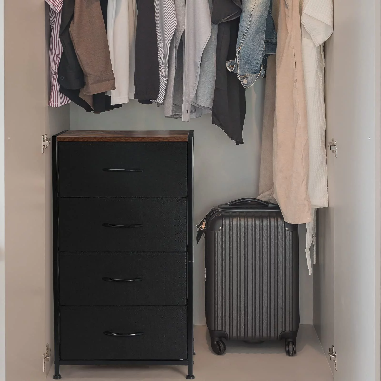 Dresser with 4 Drawers, Fabric Dressers Storage Drawers, for Bedroom, Hallway, Entryway, Closets(Black)