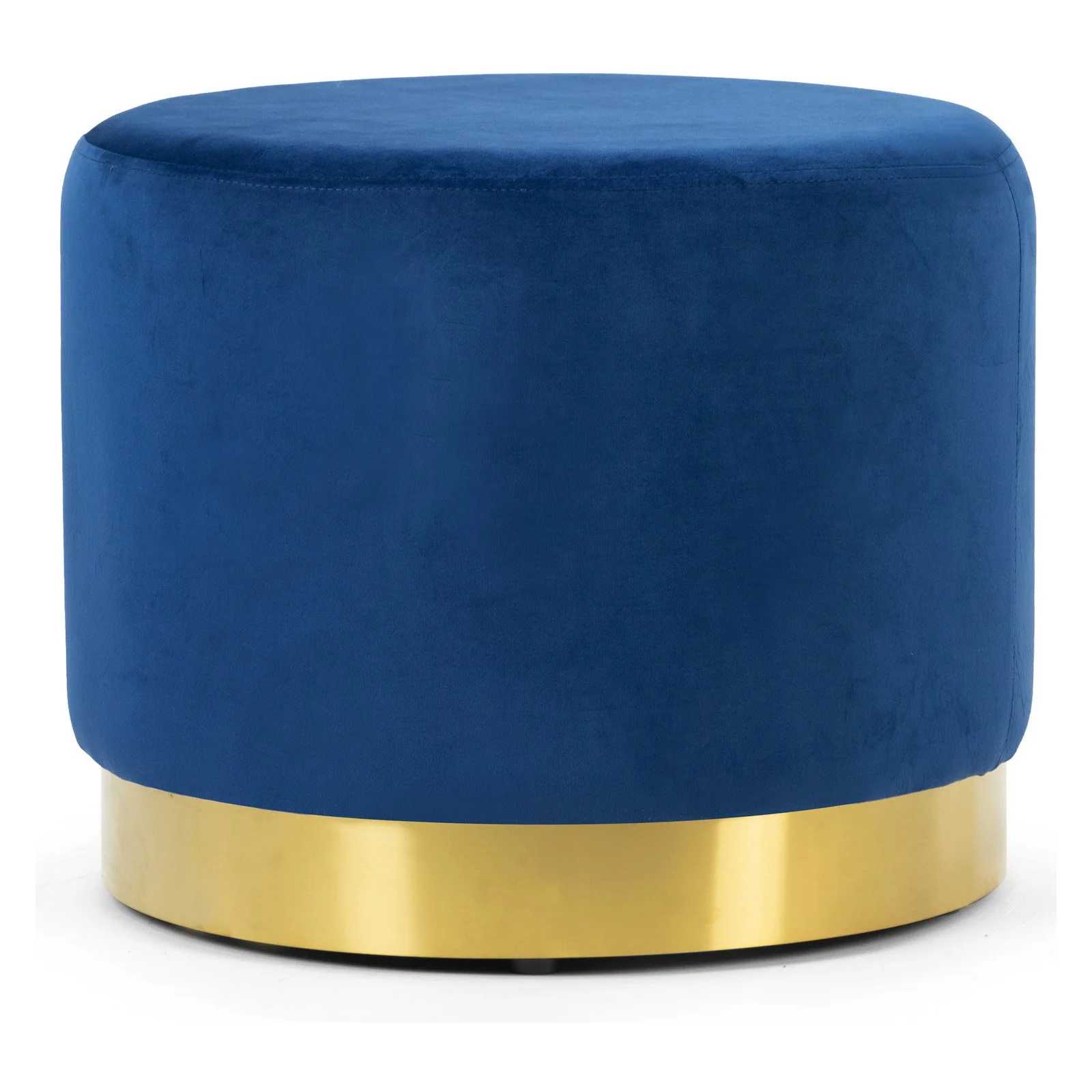 Glamour Home Anna Velvet Round Ottoman with Golden Accent Base