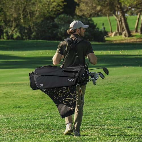 KVV Lightweight Golf Stand Bag with 7 Way Full-Length Dividers, 5 Zippered Pockets, Automatically Adjustable Dual Straps，Elegant Design