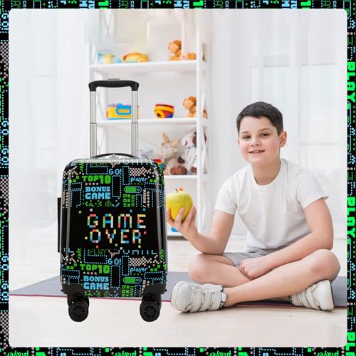 Kid’s Luggage Set 2 Piece Suitcase Set 16’’ Hardside Luggage with Spinner Wheels Girls Boys Carry on Toddler Luggage Travel Rolling Luggage Carry on Luggage Airline Approved Football