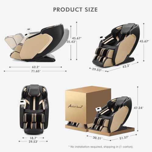 Artist hand Massage Chair Full Body Extra Wide Seat, Zero Gravity Massage Chair SL-Track Shiatsu Massage Recliner Chair with 12 Modes, Bluetooth, Body Scan, Heating, Foot Roller, Airbags Massage