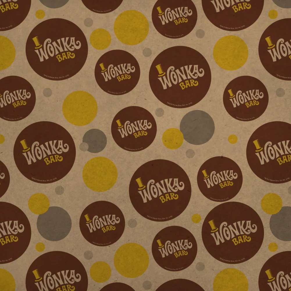 Willy Wonka and the Chocolate Factory Wonka Bar Logo Premium Kraft Gift Wrap Wrapping Paper Roll