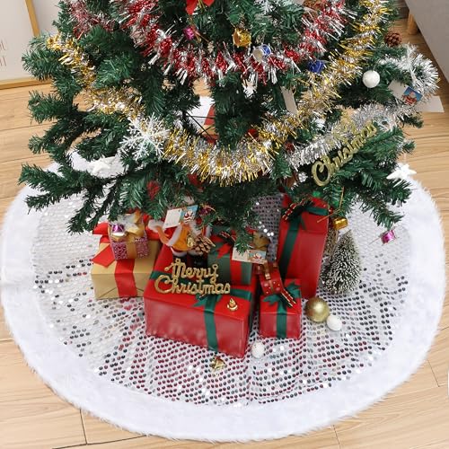 Mr. Pen- Christmas Tree Skirt 48 inches, Knitted Christmas Skirt Tree, Xmas Tree Skirt