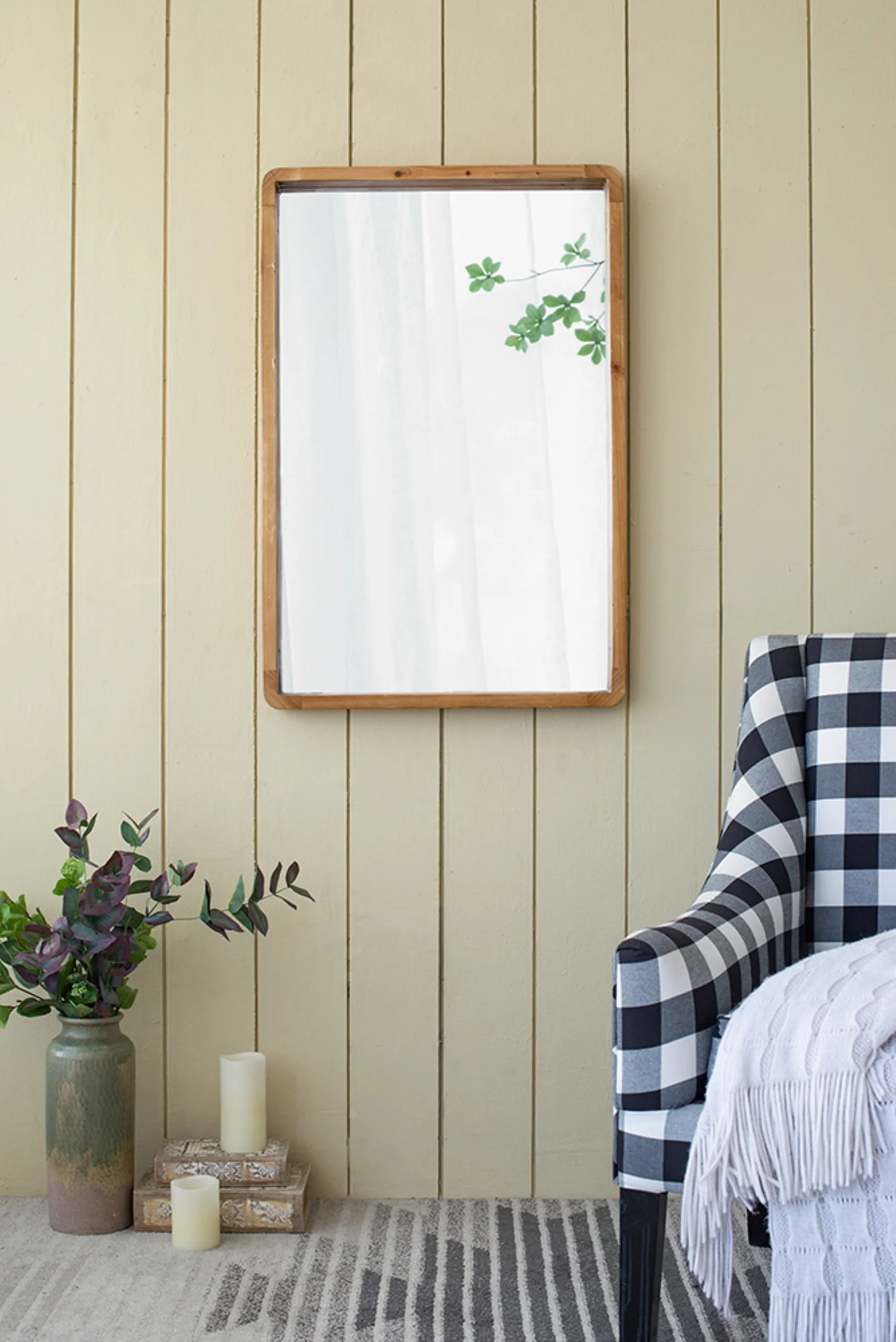 CC Home Furnishings Farmhouse Style Wooden Square Wall Mirror - 35.5