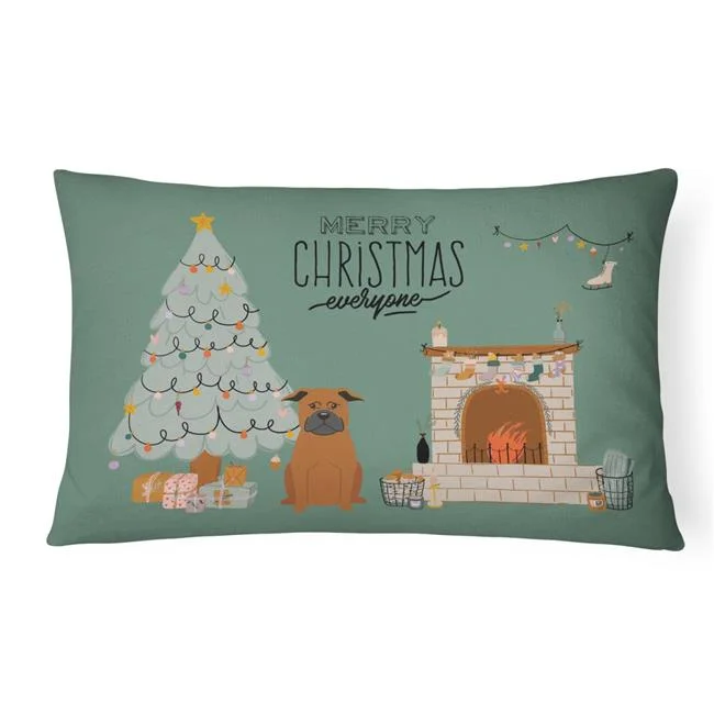 12 x 3 x 16 in. Chinese Chongqing Dog Christmas Everyone Canvas Fabric Decorative Pillow