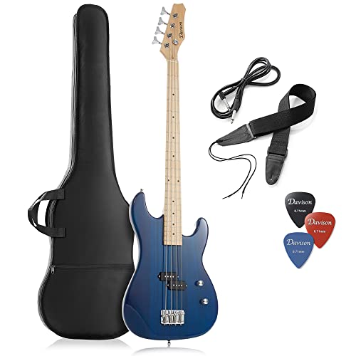 Guitars 4 String Electric Bass Guitar, Black - Full Size Right Handed Beginner Kit with Gig Bag and Accessories