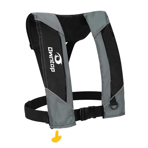 Owntop Manual Inflatable Swim Jacket, Neoprene Padded Neckline, 33g C02 Cylinder Included, Multiple Reflective Strips, Compact Design for Kayak, Fishing, Paddle Sports