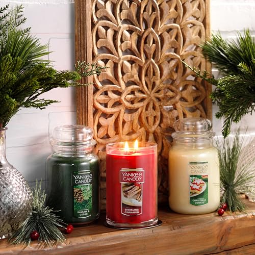 Yankee Candle Balsam & Cedar, Holiday Scented Candle, 22oz Large Jar with up to 150 Hour Burn Time, Giftable