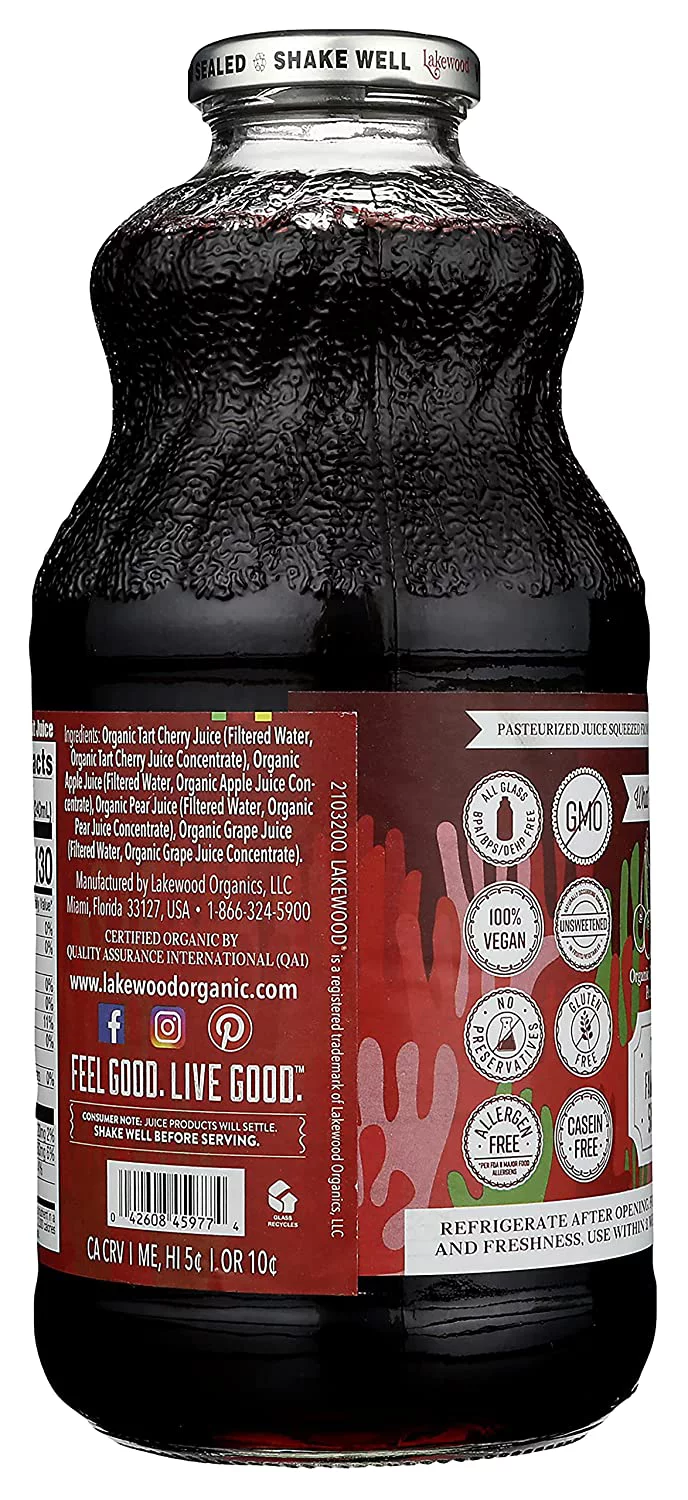 Lakewood Organic Pure Fruit Juice Nectar Blend No Sugar Added Tart Cherry Blend 32 fl oz