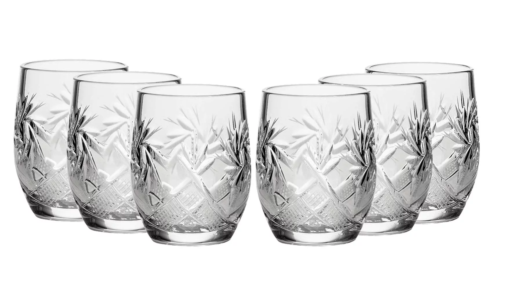 WORLD GIFTS Set of 6 Cut Crystal Shot Glasses - 1.7 oz Hand Made Vodka Shooters, Vintage Design