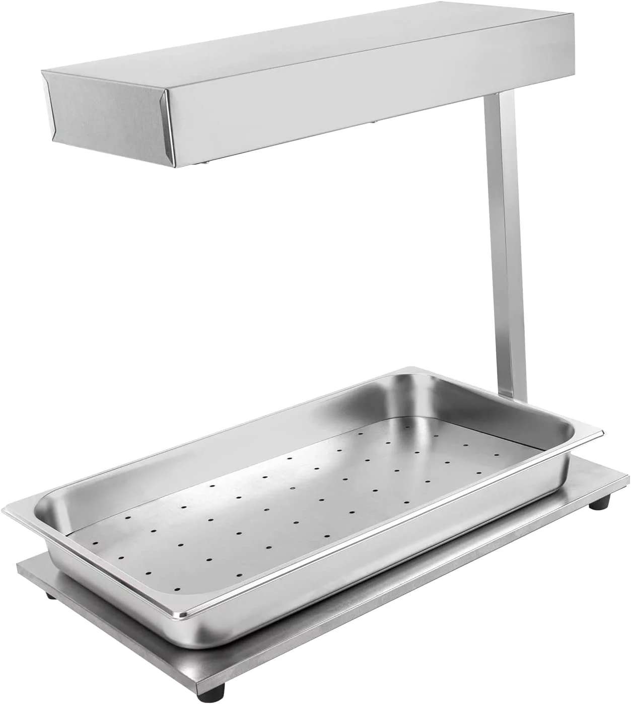 Miumaeov Commercial French Fry Warmer Food Fries Warming Station Tabletop,Fry Heat Lamp with Detachable Drip Pan,Stainless Steel FreeStanding Fried Chicken Warmer with Light 110V 500W (Silver)