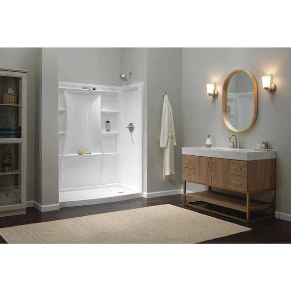 Delta Classic 500 Curve 60 in. L x 32 in. W Alcove Shower Pan Base Drain