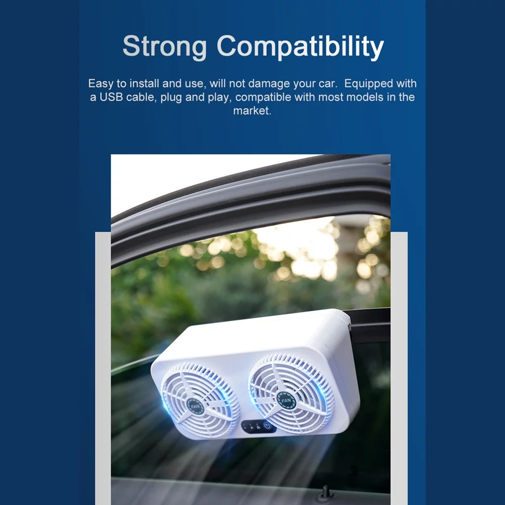 Htovila Car Exhaust Fan USB Circulation Fan Ventilator Silent Air Vent Cooler Cooling Fan with 3 Adjustable Wind Speed for Car Vehicle Home Office