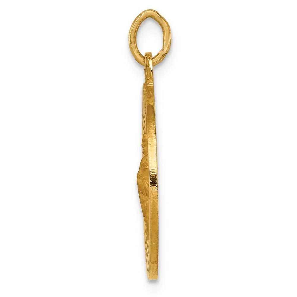 14k Engravable Gold Solid Polished Satin Small Round St. Jude Thaddeus Medal Pendant Necklace Measures 25x18mm Wide Jewe