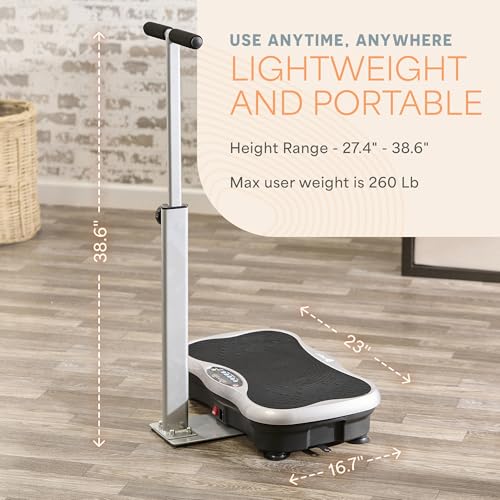 Lifepro TrimLite Vibration Plate Exercise Machine with Handlebars – Whole Body Vibration Machine, Ideal Lymphatic Drainage Massager – 99 Speed Levels, Bluetooth Speaker, Resistance Bands & Remote