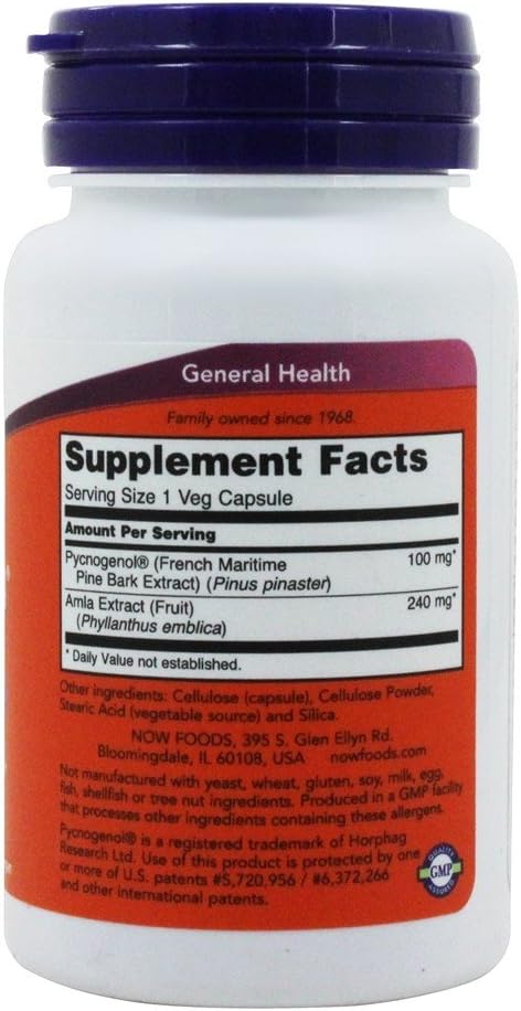 NOW Foods - Pycnogenol 100 mg. - 60 Vegetarian Capsules