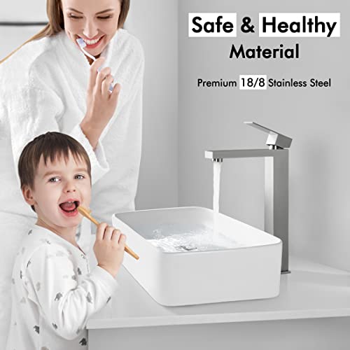 KES Vessel Sink Faucet, Black Bathroom Faucets, Tall Bathroom Faucets with Sink Drain with Overflow, L3156BLFF12-BK-C1